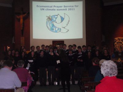 Wesley College choir singing at ecumenical service